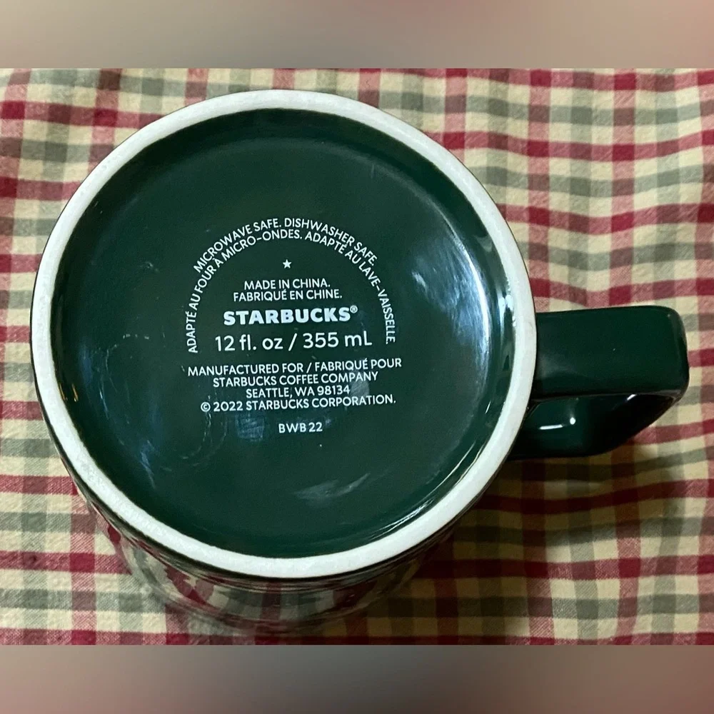 Starbucks Green & Splatter Teal and Pink Patterned 12oz Mug 2022 - Picture 6 of 6